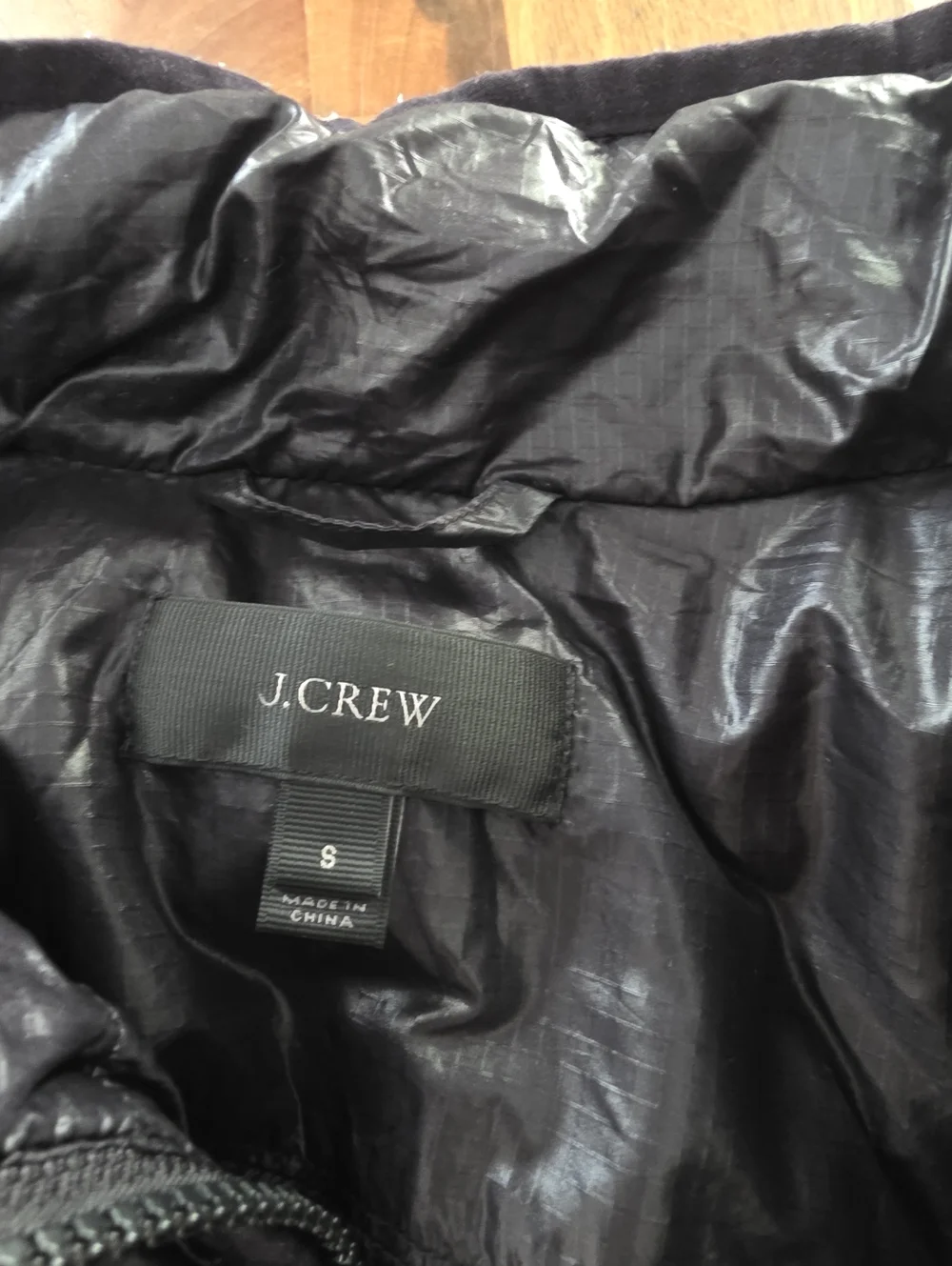 J. Crew Nylon Goose Down Puffer Jacket Black Full‎ Zip Outdoor Hike Size Small